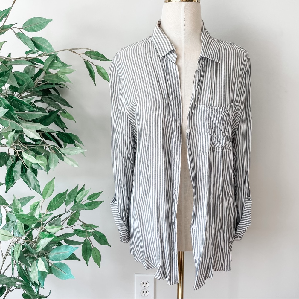 Velvet Heart Long Sleeve Stripe Button Down